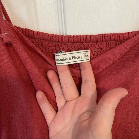 A&F Coral Tiered Tie Strap Smocked Back Linen Blend Dress NWT Size XL - Picture 4 of 7